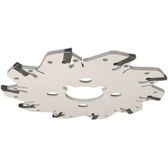 Iscar - Arbor Hole Connection, 0.132" Cutting Width, 1.53" Depth of Cut, 6.3" Cutter Diam, 1-1/2" Hole Diam, 10 Tooth Indexable Slotting Cutter - GM Toolholder, GIM, GIMY, GIP Insert, Right Hand Cutting Direction - All Tool & Supply