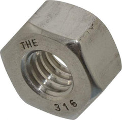 Value Collection - 3/8-16 UNC Stainless Steel Right Hand Heavy Hex Nut - 11/16" Across Flats, 23/64" High, Uncoated - All Tool & Supply