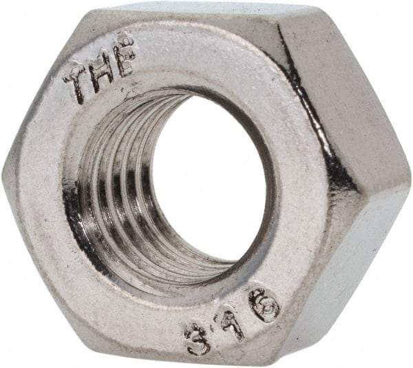 Value Collection - 7/16-14 UNC Stainless Steel Right Hand Heavy Hex Nut - 3/4" Across Flats, 27/64" High, Uncoated - All Tool & Supply