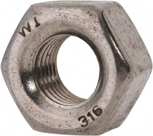 Value Collection - 7/16-20 UNF Stainless Steel Right Hand Heavy Hex Nut - 3/4" Across Flats, 27/64" High, Uncoated - All Tool & Supply