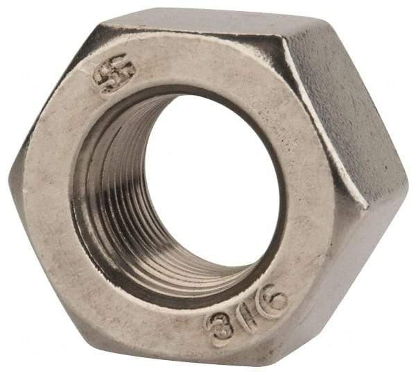 Value Collection - 3/4-16 UNF Stainless Steel Right Hand Heavy Hex Nut - 1-1/4" Across Flats, 47/64" High, Uncoated - All Tool & Supply