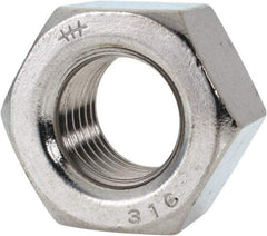 Value Collection - 7/8-9 UNC Stainless Steel Right Hand Heavy Hex Nut - 1-7/16" Across Flats, 55/64" High, Uncoated - All Tool & Supply