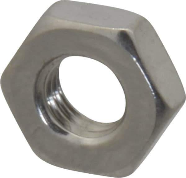 Value Collection - 1/4-28 UNF Stainless Steel Right Hand Hex Jam Nut - 7/16" Across Flats, 5/32" High, Uncoated - All Tool & Supply