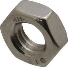 Value Collection - 5/16-18 UNC Stainless Steel Right Hand Hex Jam Nut - 1/2" Across Flats, 3/16" High, Uncoated - All Tool & Supply