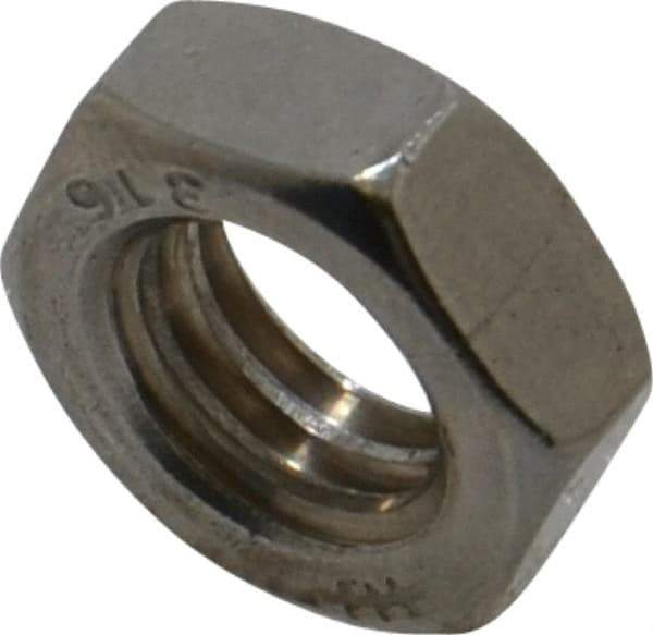 Value Collection - 3/8-16 UNC Stainless Steel Right Hand Hex Jam Nut - 9/16" Across Flats, 7/32" High, Uncoated - All Tool & Supply