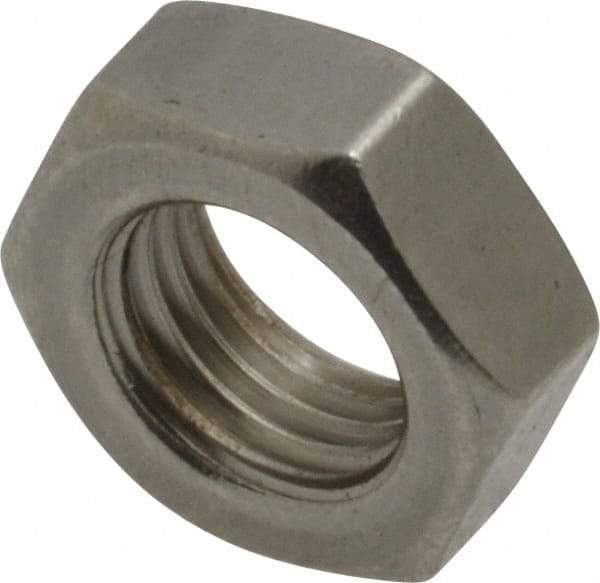 Value Collection - 3/8-24 UNF Stainless Steel Right Hand Hex Jam Nut - 9/16" Across Flats, 7/32" High, Uncoated - All Tool & Supply