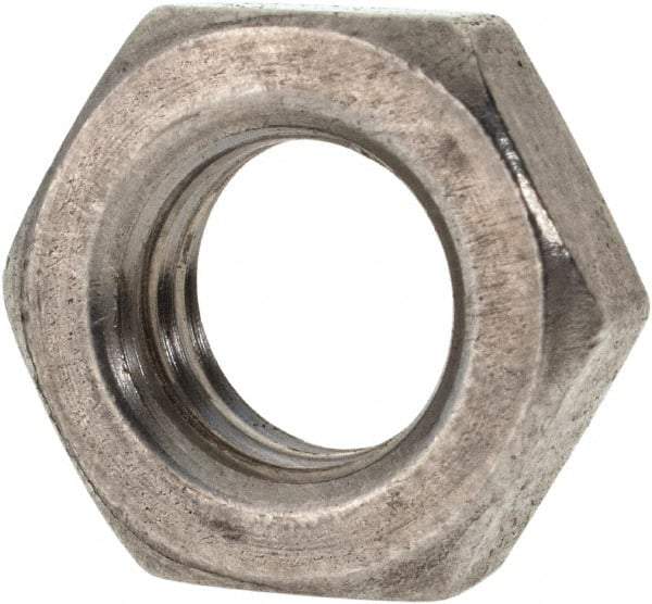 Value Collection - 7/16-14 UNC Stainless Steel Right Hand Hex Jam Nut - 11/16" Across Flats, 1/4" High, Uncoated - All Tool & Supply