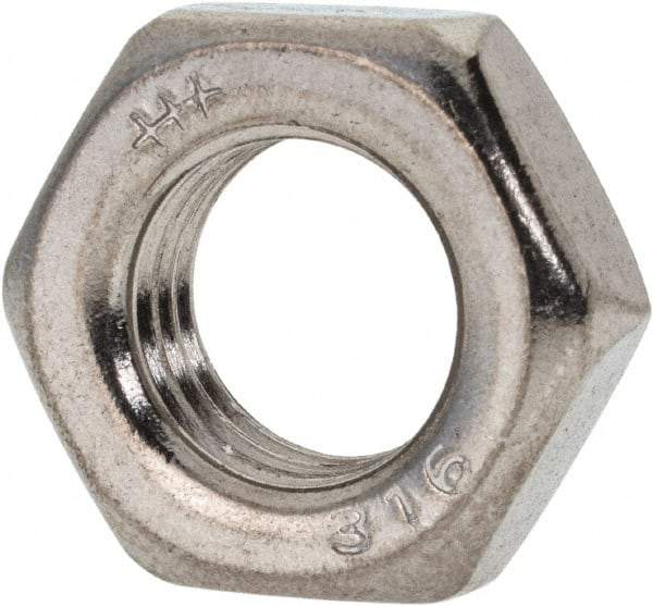 Value Collection - 7/16-20 UNF Stainless Steel Right Hand Hex Jam Nut - 11/16" Across Flats, 1/4" High, Uncoated - All Tool & Supply