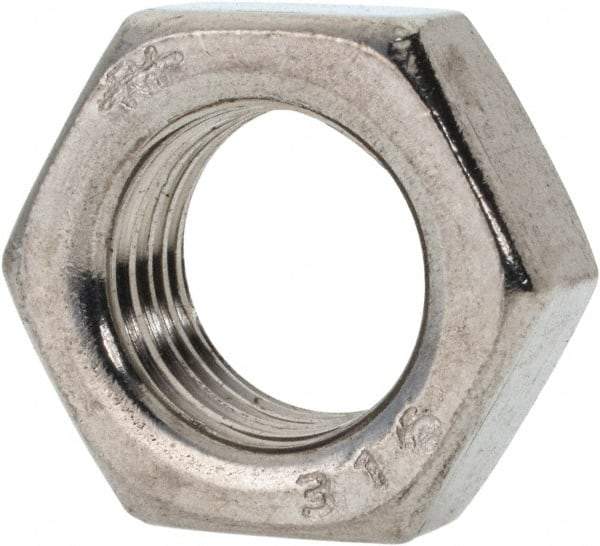 Value Collection - 1/2-20 UNF Stainless Steel Right Hand Hex Jam Nut - 3/4" Across Flats, 5/16" High, Uncoated - All Tool & Supply