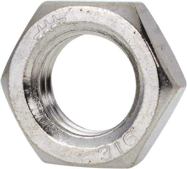 Value Collection - 3/4-10 UNC Stainless Steel Right Hand Hex Jam Nut - 1-1/8" Across Flats, 27/64" High, Uncoated - All Tool & Supply