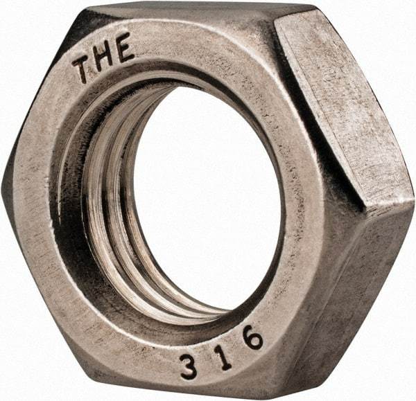 Value Collection - 7/8-9 UNC Stainless Steel Right Hand Hex Jam Nut - 1-5/16" Across Flats, 31/64" High, Uncoated - All Tool & Supply