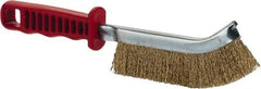 JAZ USA - Brass Coated Steel Crimped Wire Scratch Brush - 5" Brush Length x 5" Brush Width, 10" OAL, 1-1/8" Trim Length, Plastic Handle - All Tool & Supply