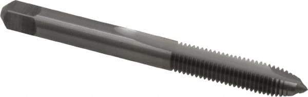 Made in USA - 1/4-28 UNF, 2 Flute, Bright Finish, Solid Carbide Spiral Point Tap - Plug Chamfer, Right Hand Thread, 2-1/2" OAL, 1" Thread Length, 0.255" Shank Diam, 3B Class of Fit - Exact Industrial Supply