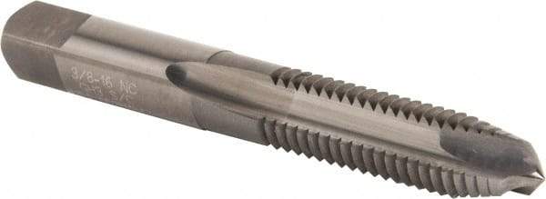 Made in USA - 3/8-16 UNC, 3 Flute, Bright Finish, Solid Carbide Spiral Point Tap - Plug Chamfer, Right Hand Thread, 2-15/16" OAL, 1-1/4" Thread Length, 0.381" Shank Diam, 3B Class of Fit - Exact Industrial Supply