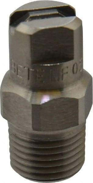 Bete Fog Nozzle - 1/8" Pipe, 90° Spray Angle, Grade 303 Stainless Steel, Standard Fan Nozzle - Male Connection, 0.79 Gal per min at 100 psi, 0.057" Orifice Diam - All Tool & Supply