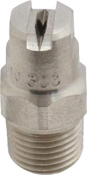 Bete Fog Nozzle - 1/8" Pipe, 90° Spray Angle, Grade 303 Stainless Steel, Standard Fan Nozzle - Male Connection, 1.26 Gal per min at 100 psi, 0.072" Orifice Diam - All Tool & Supply