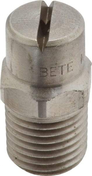 Bete Fog Nozzle - 1/4" Pipe, 90° Spray Angle, Grade 303 Stainless Steel, Standard Fan Nozzle - Male Connection, 2.37 Gal per min at 100 psi, 3/32" Orifice Diam - All Tool & Supply