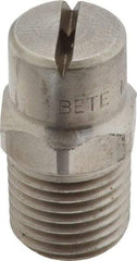 Bete Fog Nozzle - 1/4" Pipe, 90° Spray Angle, Grade 303 Stainless Steel, Standard Fan Nozzle - Male Connection, 2.37 Gal per min at 100 psi, 3/32" Orifice Diam - All Tool & Supply