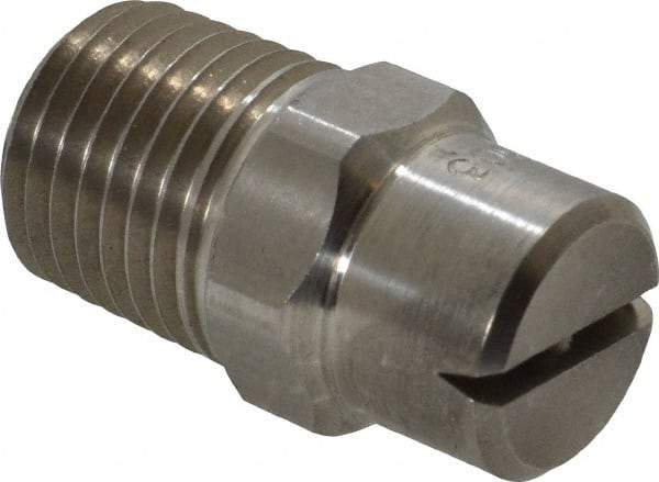 Bete Fog Nozzle - 1/4" Pipe, 120° Spray Angle, Grade 303 Stainless Steel, Standard Fan Nozzle - Male Connection, 2.37 Gal per min at 100 psi, 3/32" Orifice Diam - All Tool & Supply