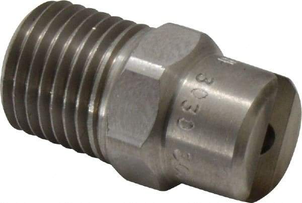 Bete Fog Nozzle - 1/4" Pipe, 30° Spray Angle, Grade 303 Stainless Steel, Standard Fan Nozzle - Male Connection, 4.74 Gal per min at 100 psi, 0.141" Orifice Diam - All Tool & Supply