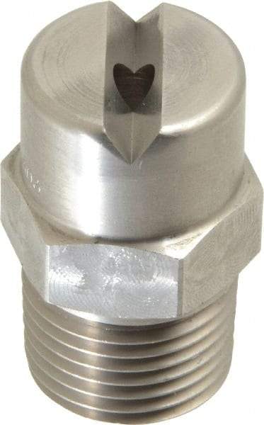 Bete Fog Nozzle - 1/2" Pipe, 65° Spray Angle, Grade 303 Stainless Steel, Standard Fan Nozzle - Male Connection, 9.49 Gal per min at 100 psi, 0.186" Orifice Diam - All Tool & Supply