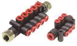 SMC PNEUMATICS - 1/2" Inlet, 5/16" Outlet Manifold - 115mm Long 2, Inlet Ports, 10 Outlet Ports - All Tool & Supply