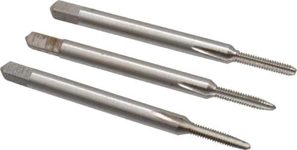 Interstate - #2-56 UNC, 3 Flute, Bottoming, Plug & Taper, Bright Finish, High Speed Steel Tap Set - 1-3/4" OAL, 7/16" Thread Length - All Tool & Supply