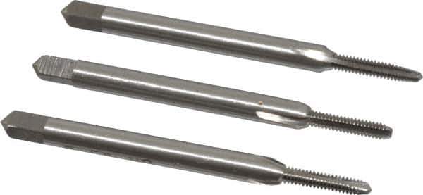 Interstate - #2-56 UNC, 3 Flute, Bottoming, Plug & Taper, Bright Finish, High Speed Steel Tap Set - Right Hand Cut, 1-3/4" OAL, 7/16" Thread Length - All Tool & Supply