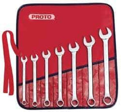 Proto - 7 Piece, 3/8" to 3/4", Combination Wrench Set - Inch Measurement Standard, Satin Finish, Comes in Nylon Roll - All Tool & Supply