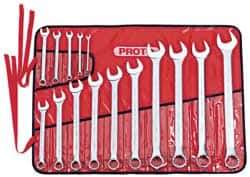 Proto - 15 Piece, 7mm to 32mm, Combination Wrench Set - Metric Measurement Standard, Satin Finish, Comes in Canvas Roll - All Tool & Supply