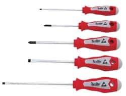 Xcelite - 5 Piece Phillips & Slotted Screwdriver Set - Blade Sizes: Width 3/16, 1/4 & 1/8, Bit Sizes: Philips #1 & #2 - All Tool & Supply