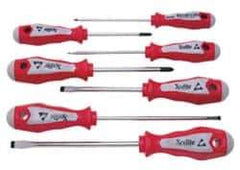 Xcelite - 7 Piece Phillips & Slotted Screwdriver Set - Blade Sizes: Width 1/8, 5/32, 3/16, 1/4 & 5/16, Bit Sizes: Philips #1 & #2 - All Tool & Supply