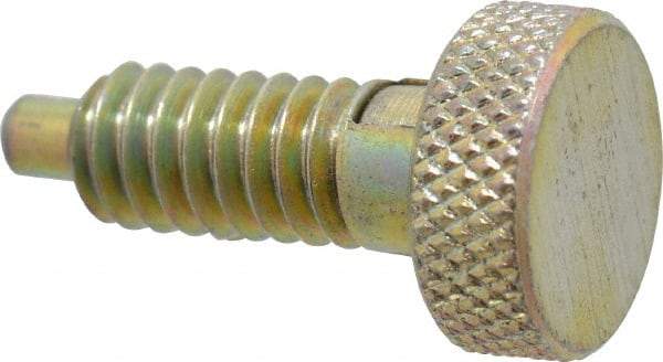 Gibraltar - 1/4-20, 0.4" Thread Length, 0.123 to 1/8" Max Plunger Diam, 0.5 Lb Init to 2 Lb Final End Force, Locking Knob Handle Plunger - Knurled Knob, 0.53" Length Under Head/Shoulder, 1/8" Plunger Projection - All Tool & Supply