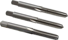 Interstate - 1/4-20 UNC, 4 Flute, Bottoming, Plug & Taper, Bright Finish, High Speed Steel Tap Set - Right Hand Cut, 2-1/2" OAL, 1" Thread Length - All Tool & Supply