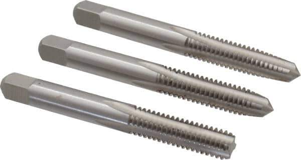 Interstate - 5/16-18 UNC, 4 Flute, Bottoming, Plug & Taper, Bright Finish, High Speed Steel Tap Set - Right Hand Cut, 2-23/32" OAL, 1" Thread Length - All Tool & Supply