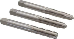 Interstate - 5/16-18 UNC, 4 Flute, Bottoming, Plug & Taper, Bright Finish, High Speed Steel Tap Set - Right Hand Cut, 2-23/32" OAL, 1" Thread Length - All Tool & Supply