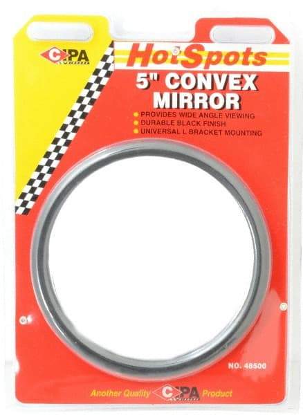 Value Collection - Automotive Full Size Convex Round Mirror with L Bracket - Black, 5" Mirror Diam - All Tool & Supply