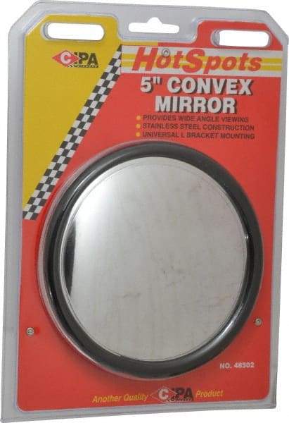 Value Collection - Automotive Full Size Convex Round Mirror with L Bracket - Stainless Steel, 5" Mirror Diam - All Tool & Supply