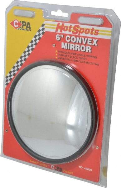 Value Collection - Automotive Full Size Convex Round Mirror with L Bracket - Black, 6" Mirror Diam - All Tool & Supply