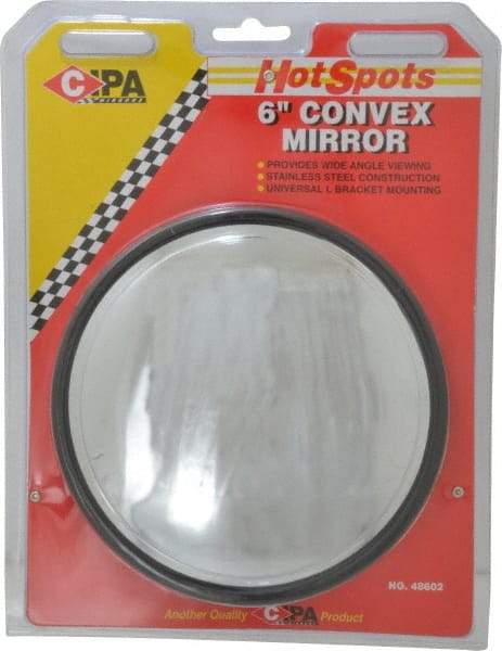 Value Collection - Automotive Full Size Convex Round Mirror with L Bracket - Stainless Steel, 6" Mirror Diam - All Tool & Supply