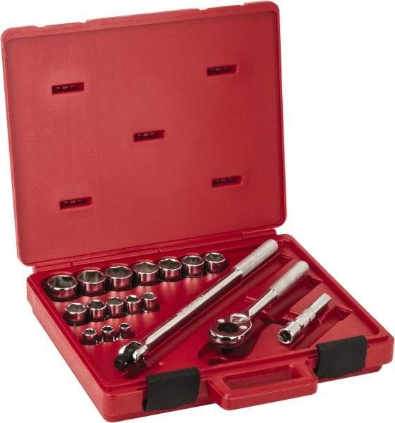 Proto - 18 Piece 1/2" Drive Socket Set - 6 Points, 3/8" to 1-1/4" Range, Inch Measurement Standard - All Tool & Supply