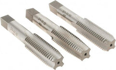 Interstate - 3/4-10 UNC, 4 Flute, Bottoming, Plug & Taper, Bright Finish, High Speed Steel Tap Set - Right Hand Cut, 4-1/4" OAL, 2" Thread Length - All Tool & Supply