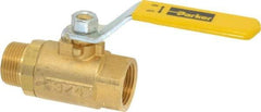 Parker - 3/4" Pipe, Brass Standard Ball Valve - 2 Piece, Inline - One Way Flow, MNPT x FNPT Ends, Lever Handle, 600 WOG, 150 WSP - All Tool & Supply