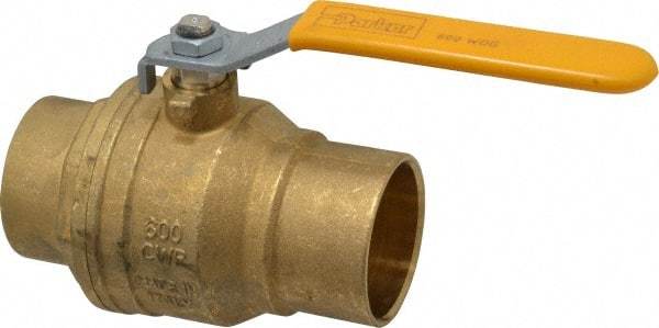 Parker - 2" Pipe, Brass Standard Ball Valve - 2 Piece, Inline - One Way Flow, Soldered x Soldered Ends, Lever Handle, 600 WOG, 150 WSP - All Tool & Supply