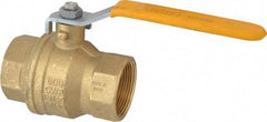 Parker - 1-1/2" Pipe, Brass Standard Ball Valve - 2 Piece, Inline - One Way Flow, FNPT x FNPT Ends, Lever Handle, 600 WOG, 150 WSP - All Tool & Supply