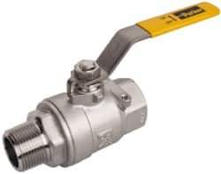 Parker - 1" Pipe, Full Port, Stainless Steel Standard Ball Valve - 2 Piece, Inline - One Way Flow, MNPT x FNPT Ends, Lever Handle, 2,000 WOG, 150 WSP - All Tool & Supply