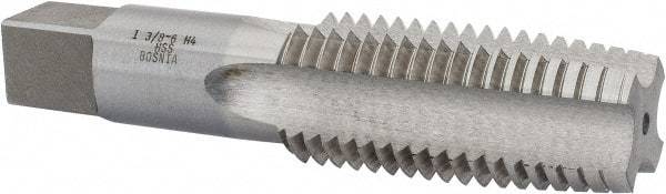 Interstate - 1-3/8 - 6 UNC 3B 4 Flute Bright Finish High Speed Steel Straight Flute Standard Hand Tap - Taper, Right Hand Thread, 6-1/16" OAL, 3" Thread Length, H4 Limit, Oversize - All Tool & Supply