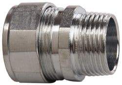 Cooper Crouse-Hinds - 3/4 to 0.85" Cable Capacity, Liquidtight, Straight Strain Relief Cord Grip - 3/4 NPT Thread, 1-9/16" Long, Steel - All Tool & Supply