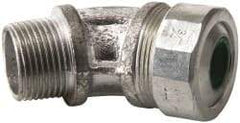 Cooper Crouse-Hinds - 0.45 to 0.56" Cable Capacity, Liquidtight, Elbow Strain Relief Cord Grip - 3/4 NPT Thread, 2-17/32" Long, Malleable Iron - All Tool & Supply