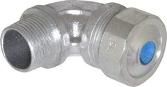 Cooper Crouse-Hinds - 0.35 to 0.45" Cable Capacity, Liquidtight, Elbow Strain Relief Cord Grip - 3/4 NPT Thread, 2-5/16" Long, Malleable Iron - All Tool & Supply